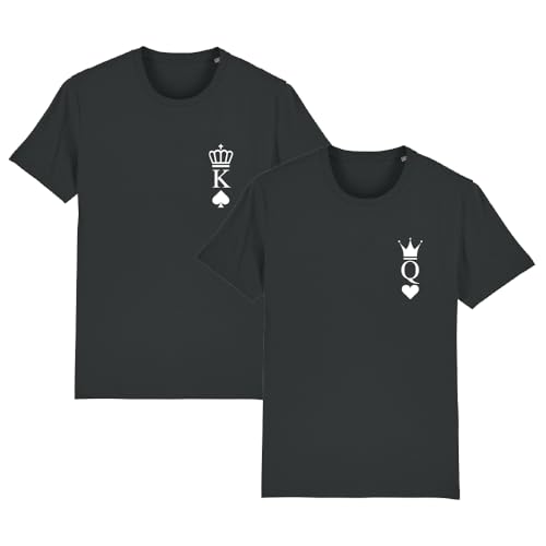 Partnerlook - Partner T-Shirts - King Pik Queen Herz Partner Unisex Shirt schwarz, XXXXXL, T-Shirt Herren von CVLR