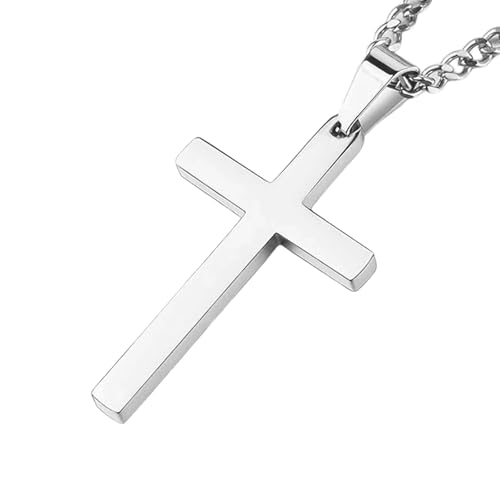 CVNRCLP Herren Kreuz Halskette, Silber Edelstahl, Herren Anhänger, Kreuz Halskette, Damen Schmuck CVNRCLP Herren Kreuz Halskette, Silber Edelstahl, Herren Anhänger, Kreuz Halskette, Damen Schmuck von CVNRCLP
