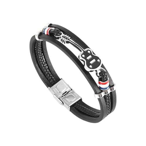 CVNRCLP Personalisiertes Herren-Armband aus Titanstahl, Instrument, Leder, Hip-Hop-Musik, Windgitarre, Schmuck, M, Kortex von CVNRCLP