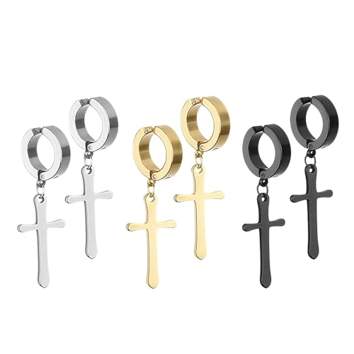 Kreolen-Ohrstecker-Set für Männer und Frauen, kein Piercing, kein Piercing, Schmuck für Abschlussfeier, Ostern, Weihnachten, Einheitsgröße, Titanstahl, Titanstahl von CVNRCLP