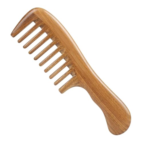 Sandelholzkamm, breiter Zahnkamm für Locken, kein statischer handgefertigter Haarkamm, hochwertiger Holzlockenkamm für Frauen (breiter Zahnkamm) von CVNRCLP