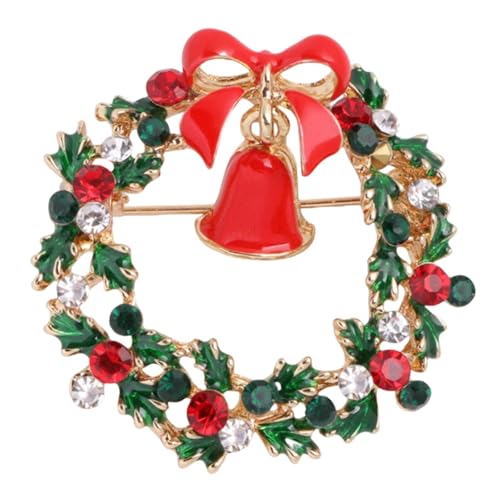 Weihnachtskranz-Brosche mit Strasssteinen, Vintage-Stil, für Damen und Mädchen, Anstecknadel, Familienfeier, Schmuck, festliche Feiertagsdekorationen, Weihnachtsgeschenke, Rot, Einheitsgröße von CVNRCLP