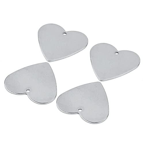 CVUTOVO 10 Stück Edelstahl Herzform Anhänger Leichte DIY Haustiermarken zum Gravieren Kratzfest Rostfrei als Personalisierte Hundemarken und Schmuckanhänger für Haustiere von CVUTOVO