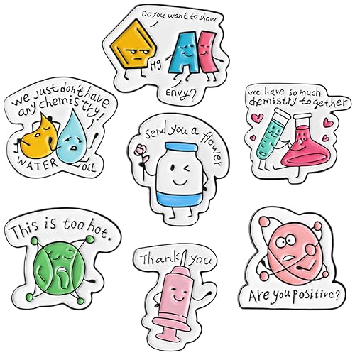 CVUTOVO 7stücke Cartoon-chemielabor-brosche Niedliche Anstecknadel Dekorative Metallbrosche Langlebige Brosche Für Kleidung Taschen Hüte Schals Und Kopftücher von CVUTOVO