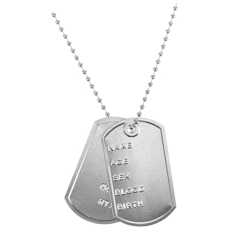 CVUTOVO Dog Tag Halskette Army Stil Edelstahl Herren Schmuck für Karneval Cosplay Kostüm Party Anhänger Modische Erkennungsmarke Vielseitig Personalisierbar von CVUTOVO