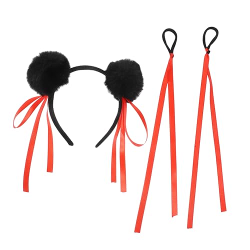 CVUTOVO Haarschmuck Mit Plüsch-dutt-pompons Für Junge Mädchen Stirnbänder Für Cosplay Partys Und Chinesische Kulturelle Veranstaltungen Haargummis Mit Traditionellem Stil von CVUTOVO