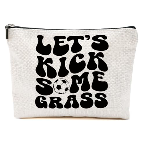 CVYW Lustiges Fußball-Mama-Geschenk, Make-up-Tasche, Fußballgeschenk, Fußballsachen, Kosmetiktasche für Damen, Kick, 10.5"x 7"x 2.5" von CVYW