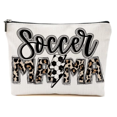 CVYW Lustiges Fußball-Mama-Geschenk, Make-up-Tasche, Fußballgeschenk, Fußballsachen, Kosmetiktasche für Damen, Soccer Mama 1, 10.5"x 7"x 2.5" von CVYW