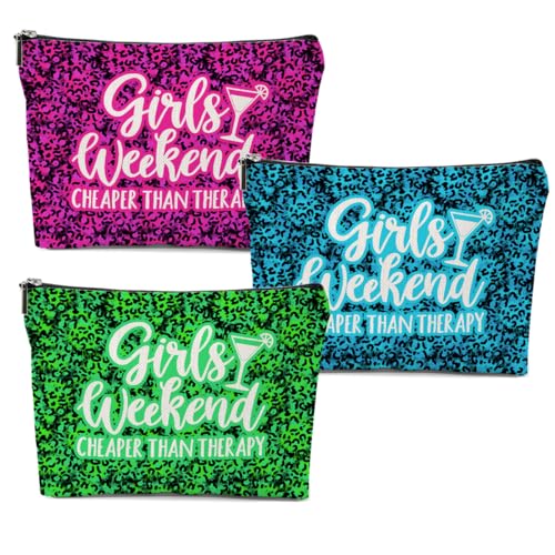 CVYW Mädchen-Wochenend-Geschenke, Mädchenausflug 2024, Make-up-Tasche, Mädchen, Ausflug, Geschenke, Gastgeschenke, Sommergeschenke für Frauen, Freunde, 3 x Mädchen-Wochenend1, 10.5"x 7"x 2.5" von CVYW