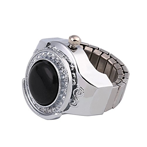 CVZJ 20 mm runde Fingeruhr, Schmuck, modern, Silberfarben/Schwarz, approx 20mm CVZJ 20 mm runde Fingeruhr, Schmuck, modern, Silberfarben/Schwarz, approx 20mm von CVZJ
