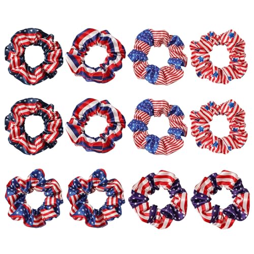 12 Stück Haargummis Für Frauen Und Mädchen Patriotisches Elastisches Haarband Locken Haargummis Haarschmuck Geburtstagsgeschenk von CVZQTE