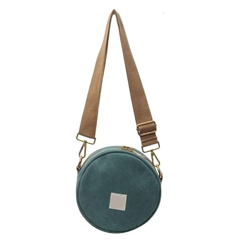 All-matching Crossbody Bag for Women Fashion Wide Strap Messenger Bag Small Round Bag Girls Korean Style Shoulder Bag, grün von CVZQTE