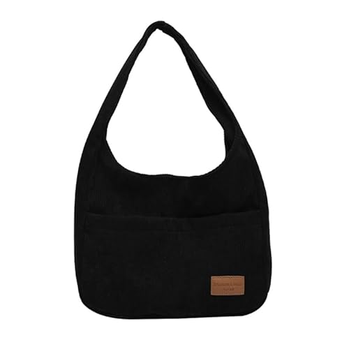 CVZQTE 2023 Neue Unterarmtasche Schultertaschen Große Kapazität Tote Taschen Cord Handtasche Achseltasche Vielseitig Trendige Taschen für Mädchen, Schwarz von CVZQTE