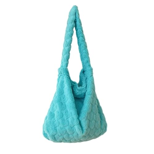 CVZQTE 2023 Neue Unterarmtasche Schultertaschen Große Kapazität Tote Taschen Plüsch Handtasche Vielseitige Winter Achseltasche für Mädchen Frauen, blau von CVZQTE