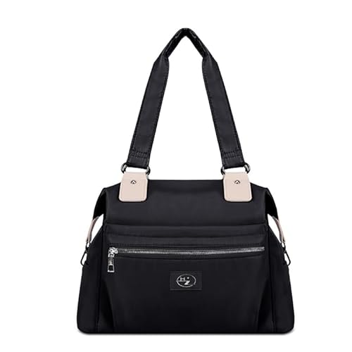 CVZQTE 2024 Handtasche, einfarbig, Schultertasche, große Kapazität, Einkaufstasche für Damen und Mädchen, Nylon-Tasche, Schwarz von CVZQTE