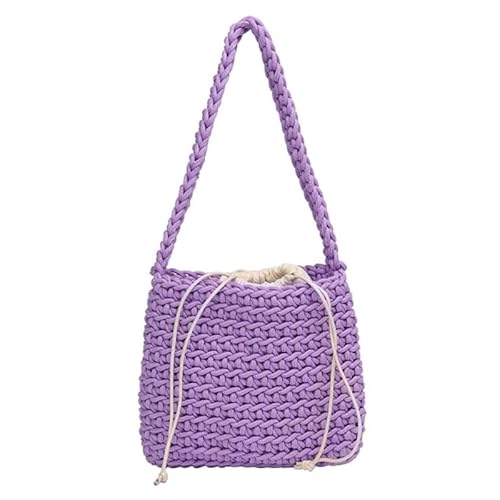 CVZQTE Achseltasche aus gewebter Baumwolle mit Kordelzug, Umhängetasche für Damen und Mädchen, Sommerhandtasche, Luxus-Handtasche von CVZQTE