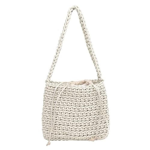 CVZQTE Achseltasche aus gewebter Baumwolle mit Kordelzug, Umhängetasche für Damen und Mädchen, Sommerhandtasche, Luxus-Handtasche von CVZQTE