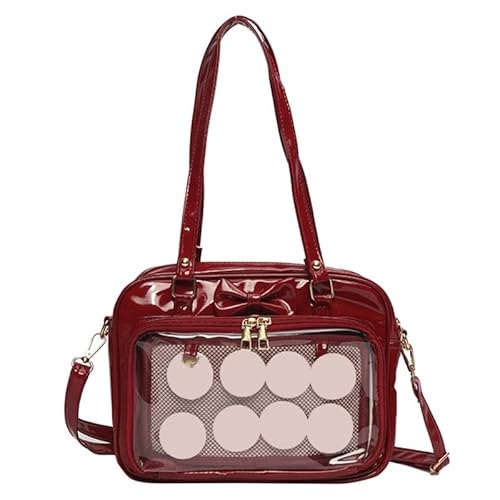 CVZQTE Bowknot Messenger Bag für Frauen Ita Bag Handtasche Mädchen Kleine Umhängetasche JK Anime Satchels Transparent Crossbody Bag, rot von CVZQTE