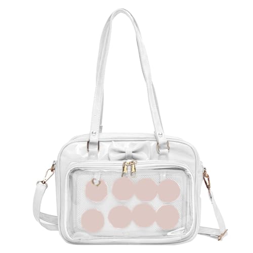 CVZQTE Bowknot Messenger Bag für Frauen Ita Bag Handtasche Mädchen Kleine Umhängetasche JK Anime Satchels Transparent Crossbody Bag, weiß von CVZQTE