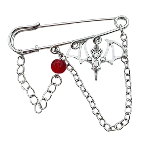 CVZQTE Coole Broschen, Halloween-Totenkopf-Sicherheitsnadel für Damen, Kreuzquasten, Kette, Schnalle, Schmuck, stilvolle Schuh, Handtasche, Ornament, Sterling-Silber von CVZQTE