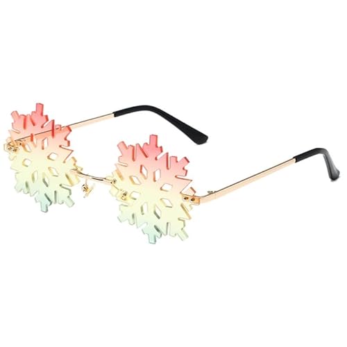 CVZQTE Coole randlose Sonnenbrille mit Schneeflocken-Motiv, Vintage-Sonnenbrille für Mädchen, bunte Sonnenbrille ohne Randgläser, Party-Sonnenbrille für Teenager von CVZQTE