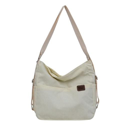 CVZQTE Cord-Umhängetaschen, Einkaufstasche, großes Fassungsvermögen, Schultasche für Mädchen und Frauen, Crossbody-Taschen, beige von CVZQTE