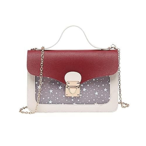 CVZQTE Damen Kleine Umhängetasche Mini PU Square Pack Schultertasche Stern Pailletten Umhängetasche Top Griff Handtasche Lady Tote Bag von CVZQTE