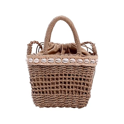 CVZQTE Damen Umhängetasche, modische Sommer-Stroh-Schultertasche, Eimer, Strandtasche, Handytasche für Mädchen, Frauen, Damen von CVZQTE