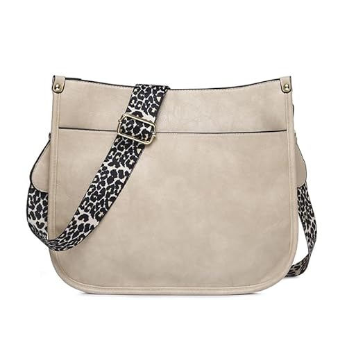 CVZQTE Damen Umhängetasche mit Leopardenmuster und Gitarrengurt, PU-Leder, Reißverschlusstaschen, Handtasche, Schultertasche für Damen von CVZQTE