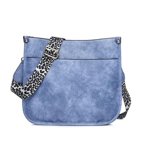 CVZQTE Damen Umhängetasche mit Leopardenmuster und Gitarrengurt, PU-Leder, Reißverschlusstaschen, Handtasche, Schultertasche für Damen von CVZQTE