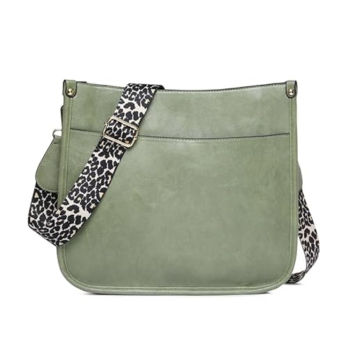 CVZQTE Damen Umhängetasche mit Leopardenmuster und Gitarrengurt, PU-Leder, Reißverschlusstaschen, Handtasche, Schultertasche für Damen von CVZQTE