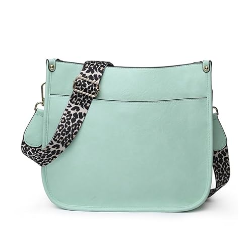 CVZQTE Damen Umhängetasche mit Leopardenmuster und Gitarrengurt, PU-Leder, Reißverschlusstaschen, Handtasche, Schultertasche für Damen von CVZQTE