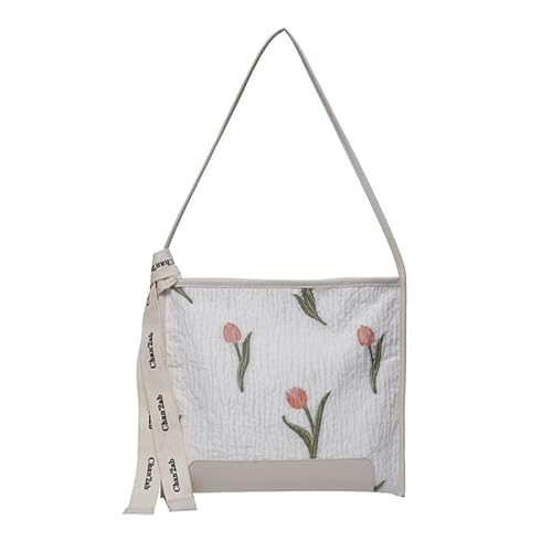 CVZQTE Elegante Umhängetasche mit Tulpen-/Kirschmotiv, große Kapazität, Tragetasche, Handtasche, Blumentasche für Damen, für Sommercamping im Freien von CVZQTE