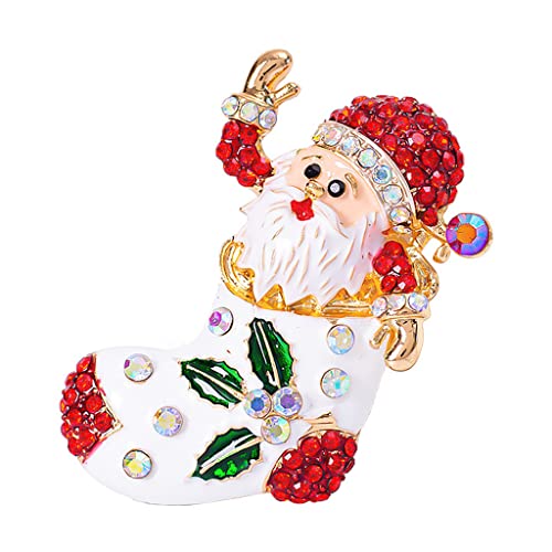 CVZQTE Exquisite süße Weihnachtsmann-Kristall-Brosche für Strass Emaille Brosche Pin Weihnachtsdekoration Xmas Party Fav, Sterling-Silber von CVZQTE