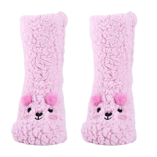 CVZQTE Fuzzy-Socken für Damen, Cartoon-Crew-Socken, weiche Haussocken, gemütlich, warm, für Zuhause, Schlafen, Winter, warme Bootie-Socken, Geschenke, rose, Einheitsgröße von CVZQTE