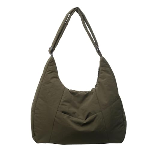 CVZQTE Gesteppte Achseltasche, große Kapazität, Schultertasche für Mädchen und Damen, Nylon, einfarbig, Unterarmtasche, Crossbody-Tasche, grün von CVZQTE