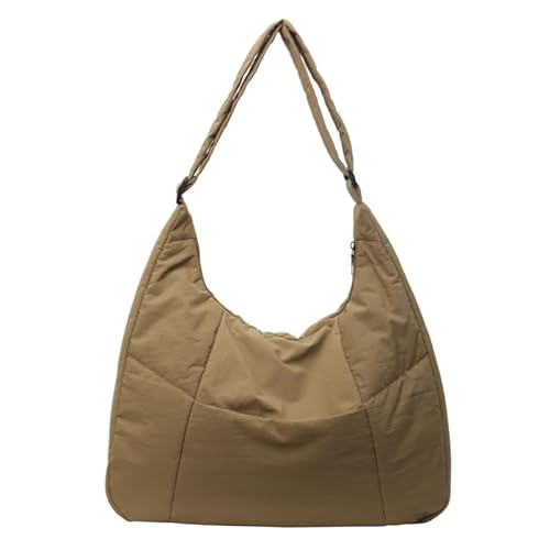 CVZQTE Gesteppte Achseltasche, große Kapazität, Schultertasche für Mädchen und Damen, Nylon, einfarbig, Unterarmtasche, Crossbody-Tasche, khaki von CVZQTE