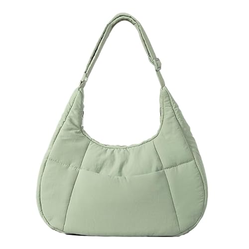 CVZQTE Gesteppte Achseltasche, große Kapazität, Schultertasche für Mädchen und Frauen, trendige Nylon-Handtasche, einfarbig, Unterarmtasche, grün von CVZQTE