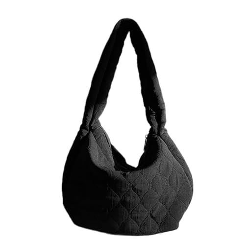 CVZQTE Gesteppte Knödeltasche, modische Tasche, große Kapazität, Umhängetasche, vielseitige Reisetasche für Damen und Mädchen, Nylon-Einkaufstasche, Schwarz von CVZQTE