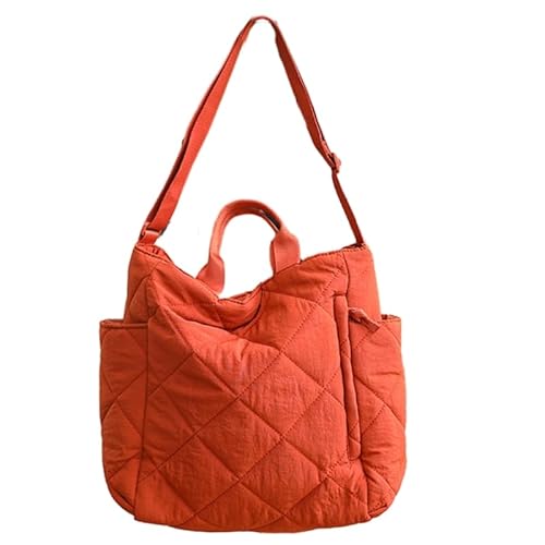 CVZQTE Gesteppte Umhängetasche, großes Fassungsvermögen, einfarbig, Kuriertasche für Mädchen und Damen, vielseitige Umhängetasche, Winter, trendige Tasche, Orange von CVZQTE