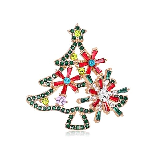 CVZQTE Glitzernde Weihnachtsbaum-Brosche für Weihnachten, Party, Schmuck, Anstecknadel, drehbar, für Weihnachten, für Weihnachten, Frauen, Gir, Sterling-Silber von CVZQTE