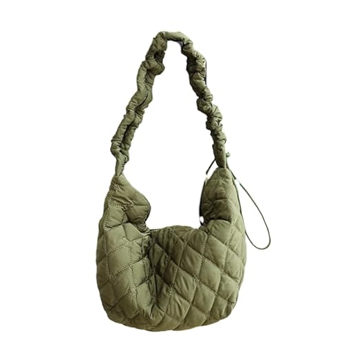CVZQTE Knödeltasche, einfache gesteppte Handtasche, Schultertasche, große Kapazität, Tragetasche, einfarbig, Vintage-Tasche, vielseitige Achseltasche, grün von CVZQTE