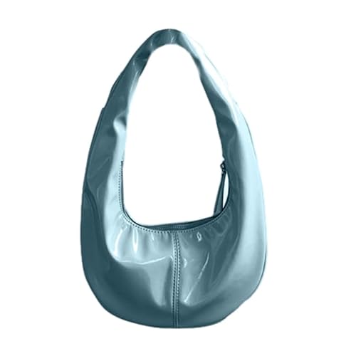 CVZQTE Knödeltasche, glänzend, trendig und modisch, Unterarmtaschen, Schultertasche, Handtasche, für modische Damen, cremefarben, blau von CVZQTE