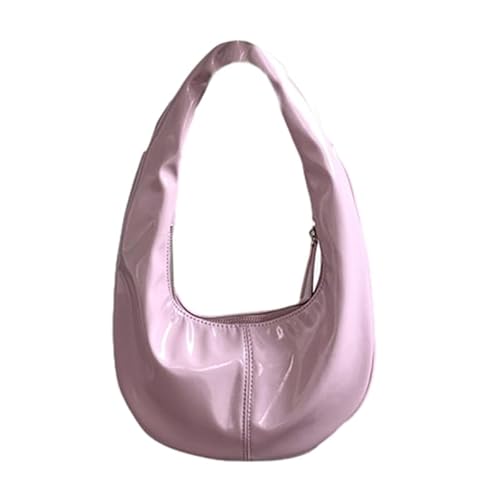 CVZQTE Knödeltasche, glänzend, trendig und modisch, Unterarmtaschen, Schultertasche, Handtasche, für modische Damen, cremefarben, violett von CVZQTE