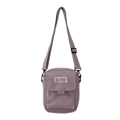 CVZQTE Kompakte Nylon-Umhängetasche, vielseitige Kuriertasche, modische kleine Handytasche, Handyhalter, strapazierfähige Tasche für Damen und Herren, hellviolett von CVZQTE