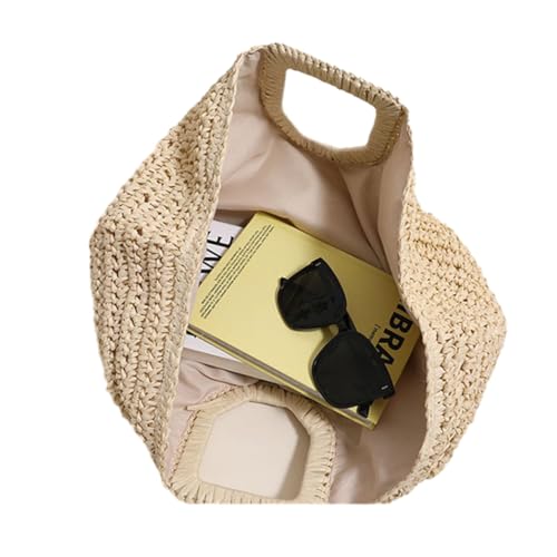 CVZQTE Modische Abendtasche Tote Bag Damen Woven Stroh Handtasche für Strand und Reisen, beige von CVZQTE