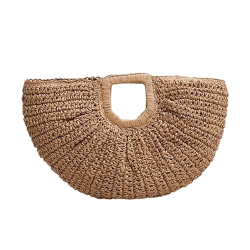 CVZQTE Modische Abendtasche Tote Bag Damen Woven Stroh Handtasche für Strand und Reisen, coffee von CVZQTE