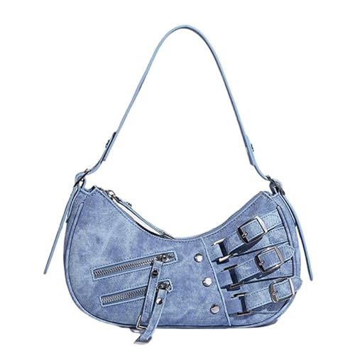 CVZQTE Modische Achseltasche, Schultertaschen für Mädchen und Frauen, einfarbig, Handtasche, Unterarmtasche, großes Fassungsvermögen, blau von CVZQTE