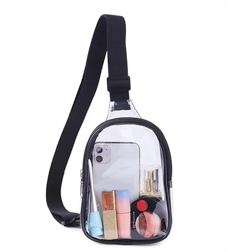 CVZQTE Modische Crossbody-Tasche, Gürteltasche, große Kapazität, Schultertasche für Mädchen und Frauen, transparente Brusttasche, wasserdicht, über der Schultertasche, Schwarz von CVZQTE