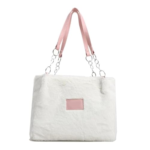 CVZQTE Modische Tasche, große Kapazität, trendige Umhängetasche für Mädchen, Damen, vielseitige Handtasche, Einkaufstasche, Herbst, Winter, Plüschtasche, rose von CVZQTE